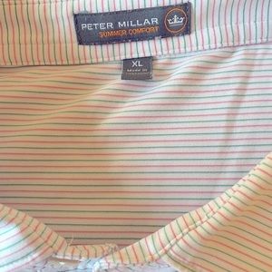 Peter Millar Summer Comfort Golf Polo..Size XL…White/Green/Pink Stripes
